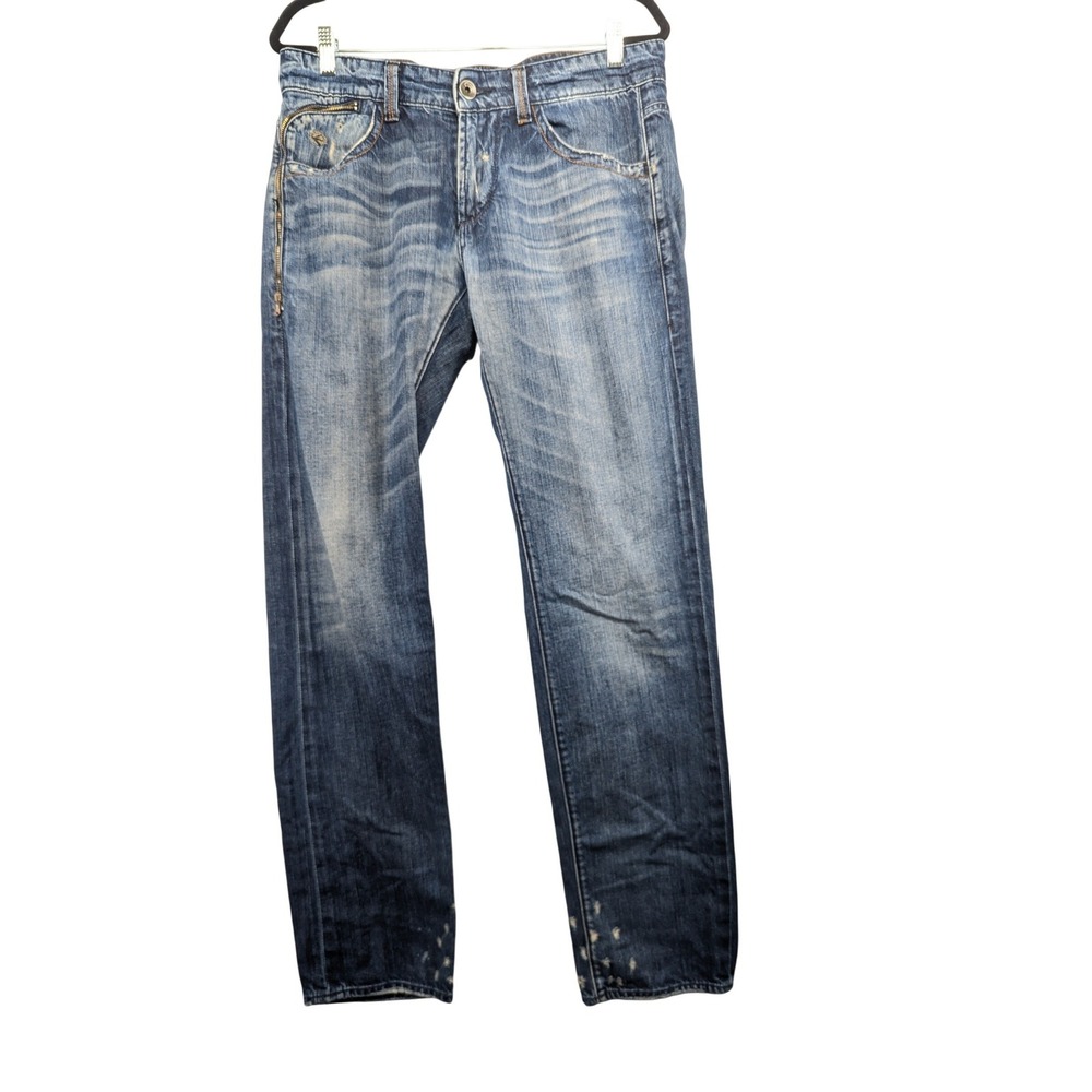 Energie Style Clash Mens Blue Medium Wash Distressed Straight Leg Jeans W34 L34